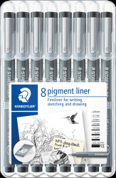 308 SB8 Pigment liners, with 8 line widths