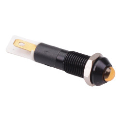 Yellow LED 8mm Black Metal Panel Indicator 24V