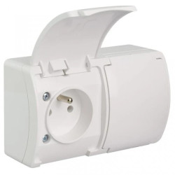 Koala Gniazdo podwójne z/u (2x2P+Z) n/t IP44 białe z klapką białą VG 162-01 61.380