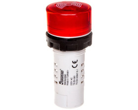 Buzzer, monoblok, 220V AC, 90db, podświetlany, czerwony T0-MBZS220S