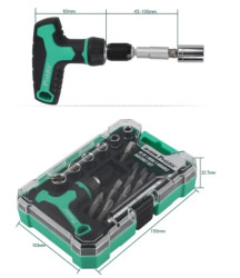 Zestaw śrubokręt wielofunkcyjny regulowany magnetyczny grzechotkowy rączka z zestawem bitów SD-2320M