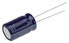 Kondensator 1000 μF 35 V dc Otwór przelotowy Panasonic Przewód promieniowy roztaw: 5 mm ECA1VM102