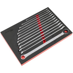 Sealey AK63190 Premier Extra-Long Double Ring Ratchet/Fixed Spanner Set 13pc