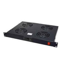 Panel wentylacyjny x4 z termostatem 19cali 1U RAL9004