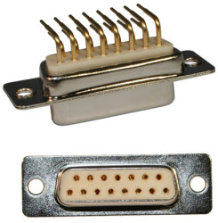 Złącze D-Sub 15-pinowe Męski Kąt prosty Montaż wtykowy raster 2.769mm Złoto