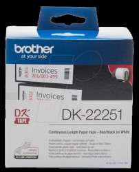 DK-22251 Continuous labelling tape (paper, red/black) white, 62 mm