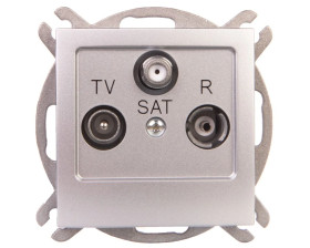 AS Gniazdo antenowe RTV-SAT przelotowe srebro GPA-GSP/m/18