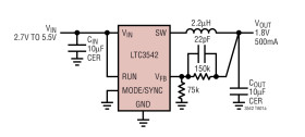 500mA, 2.25MHz Synchronous Step-Down DC/DC Converter