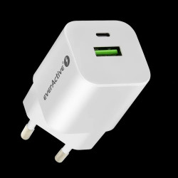 Ładowarka USB, ładowarka sieciowa, szybkie ładowanie QC3.0 + USB-C PD PPS 30W, everActive GaN SC-390Q