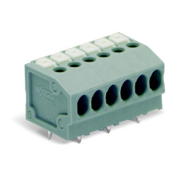 WAGO 805-105 5 Pole 3.5mm 17.5A Push Button Staggered PCB Terminal Bl Grey