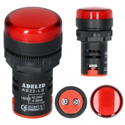 Lampka kontrolna sterownicza LED Czerwona 230V fi:22mm ADELID