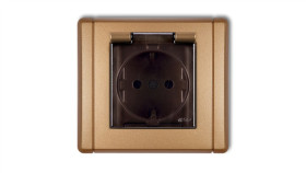 Flexi Gniazdo Bryzgoszczelne Z/U Schuko (Klapka Dymna) Złoty Metalik 8Fgpb-1Sdp