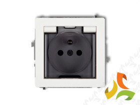 DECO Gniazdo hermetyczne z uziemieniem (klapka dymna przesłony torów prądowych) biały DGPB-1zdp KARLIK