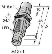 Turck Czujnik indukcyjny nie podtynkowy PNP, Przełącznik NI15U-EM18MWD-VP6X-H1141