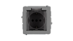 Deco Gniazdo Bryzgoszczelne Z/U Schuko (Klapka Dymna) Szary Mat 27Dgpb-1Sdp
