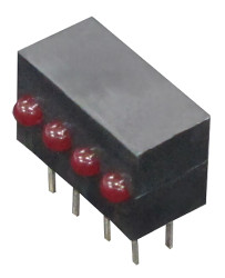 Wskaźnik LED PCB KM2520EF/4ID 4-diodowy kolor diod Czerwony Kąt prosty 40 ° Kingbright 3 mm (T-1) 2.5 V