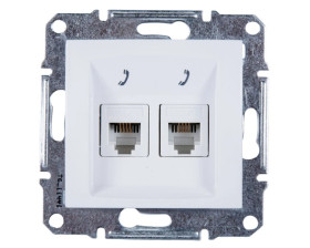 Sedna Gniazdo telefoniczne podwójne RJ11 białe SDN4201121