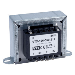 Vigortronix VTX-126-050-212 Chassis Transformer 230V 50VA 12V&#x2B;12V
