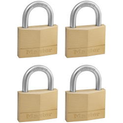Master Lock 150EURQNOP Solid Brass 50mm Padlock 5-Pin - Keyed Alike x 4
