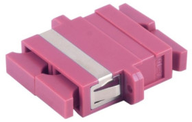 Fiber optic connector, SC socket to SC socket, OM4, multimode, ceramic, purple, BS07-60063