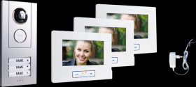 41439 Video door intercom set, 3-family house, anthracite