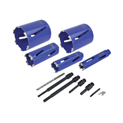 Faithfull HF11PSA Diamond Core Drill Kit &amp; Case Set of 11