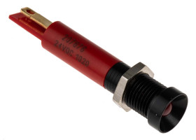 Lampka kontrolna do montażu panelowego 24V dc, czerwona 8mm LED Końcówka lutownicza RS PRO