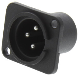 Złącze XLR 3 -pinowe Montaż na panelu Męski Czarny