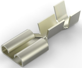 Uninsulated flat plug sleeve, 6.35 x 0.81 mm, 1.0 to 2.5 mm², AWG 17 to 14, steel, nickel-plated, 2-160304-4