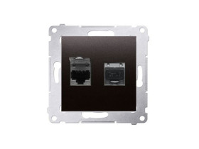 SIMON 54 Gniazdo komputerowe podwójne 2xRJ45 antracyt kat.6 ekranowane z przesłoną przeciwkurzową D62E.01/48 KONTAKT SIMON