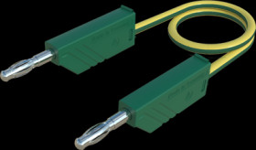 Measuring lead with (4 mm plug, spring-loaded, straight) to (4 mm plug, spring-loaded, straight), 0.5 m, green/yellow, PVC, 2.5