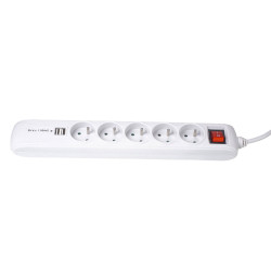 Przedłużacz mieszkaniowy z uziemieniem i wyłącznikiem +2 porty USB PM/5-3-1.5+W+2xUSB PM/0047
