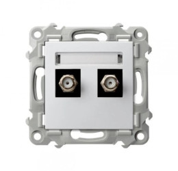 SZAFIR Gniazdo antenowe typu F podwójne biały GPA-2ZF/m/00