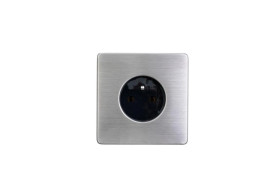 Gniazdko elektryczne czarne pojedyncze ramka stal szczotkowana GN-SS01C