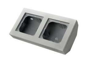 SONATA Puszka narożna do serii SONATA podwójna wyposażona w ramkę srebro mat PNP-2RN/38 OSPEL