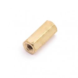 Tulejka dystansowa F-F gwintowana M2,5, długość 11mm, mosiądz
