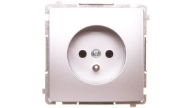 Simon Basic Gniazdo Pojedyncze Z/U 16A 250V Szybkozłącza, Srebrny Mat...