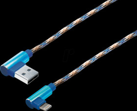 M10L Sync &amp; charging cable, USB-A -&gt; 8-pin, 1.0 m, angled, blue