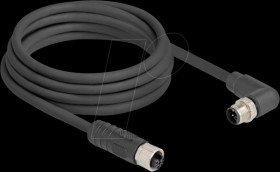 80530 M12 Cable L-coded 4 pin male right angled to female straight PUR