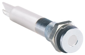 Lampka kontrolna do montażu panelowego 24V dc, biała 6mm LED Chrom Końcówka lutownicza RS PRO