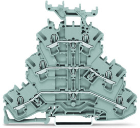 Blok zacisków przelotowych WAGO poziomy: Potrójny 22 → 12AWGWciskany zacisk Cage Clamp TOPJOB S, 2002 24A
