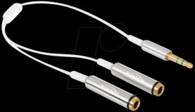 65355 Cable/jack 1x plug &gt; 2 x socket, white, 3-pin