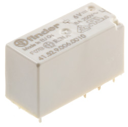 Przekaźnik mocy 6V dc DPDT Finder 400mW, montaż PCB 90Ω Otwór przezierny