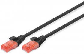 Patch cable, RJ45 plug, straight to RJ45 plug, straight, Cat 6, U/UTP, PVC, 3 m, black, DK-1612-030/BL
