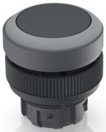 Pushbutton, unlit, groping, waistband round, black, front ring light gray, mounting Ø 22.3 mm, 1.30.240.101/0108