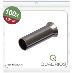 Quadrios 22C476 Wire-End Sleeves 1.5mm² 100pcs Tin Coated Copper