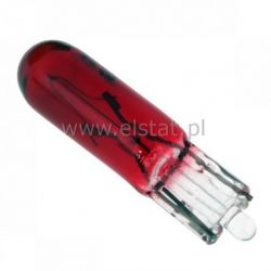 Żarówka samoch. 12V/1,2W całoszklana czerwona T5