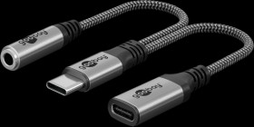 74524 Adapter cable USB C to jack + USB-C 0.15 m