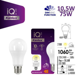 Żarówka LED E27 IQ-LEDDIM A60 10,5W-WW 1060lm 2700K barwa ciepła ściemnialna 33724