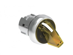 Przełącznik 3 pozycyjny 1-0-2 metalowy podświetlany z samopowrotem z pozycji 2 do 0 fi22mm pokrętło krótkie Żółty LPSSL1335